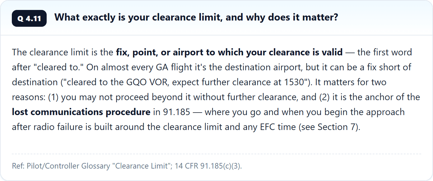 Examiner Q&A — every answer cites the reg