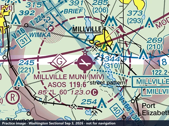 Excerpt of the current FAA Washington sectional chart for question 1