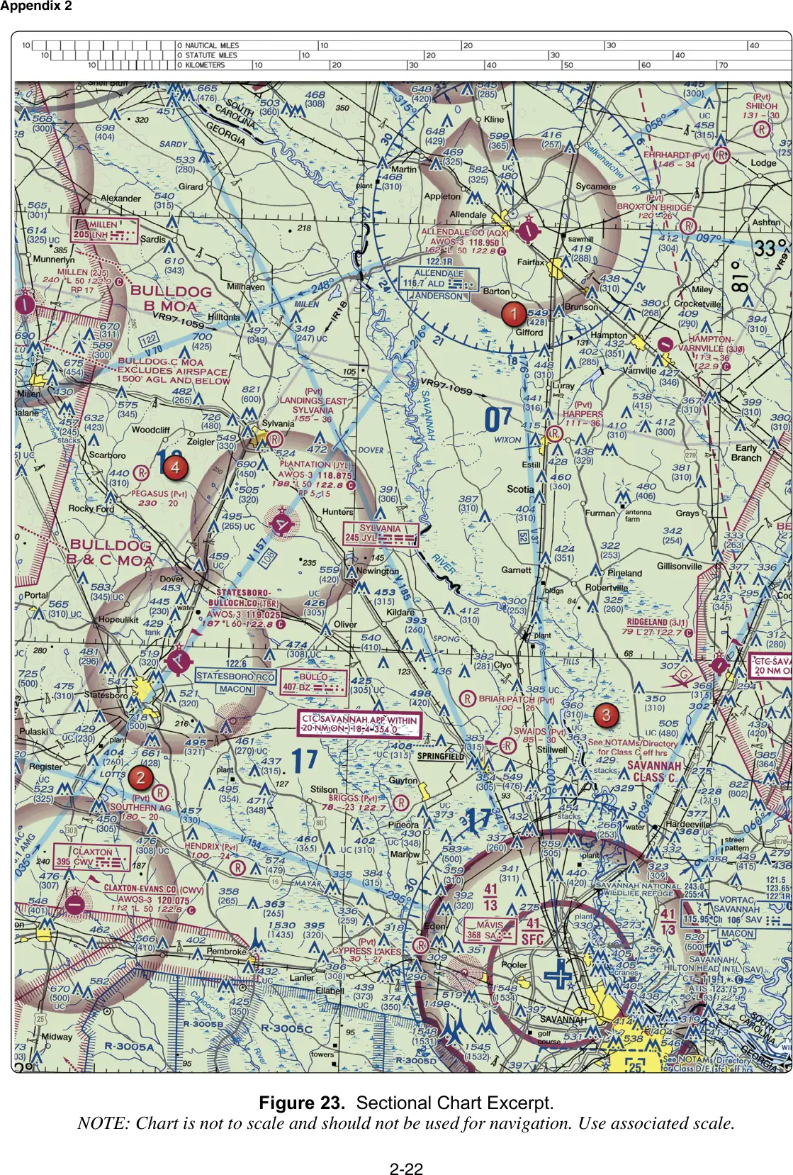 Figure 23: Sectional chart excerpt (Savannah, GA)